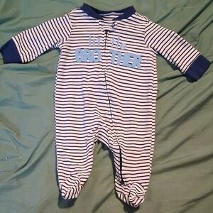 Striped Navy and White Kids One Piece